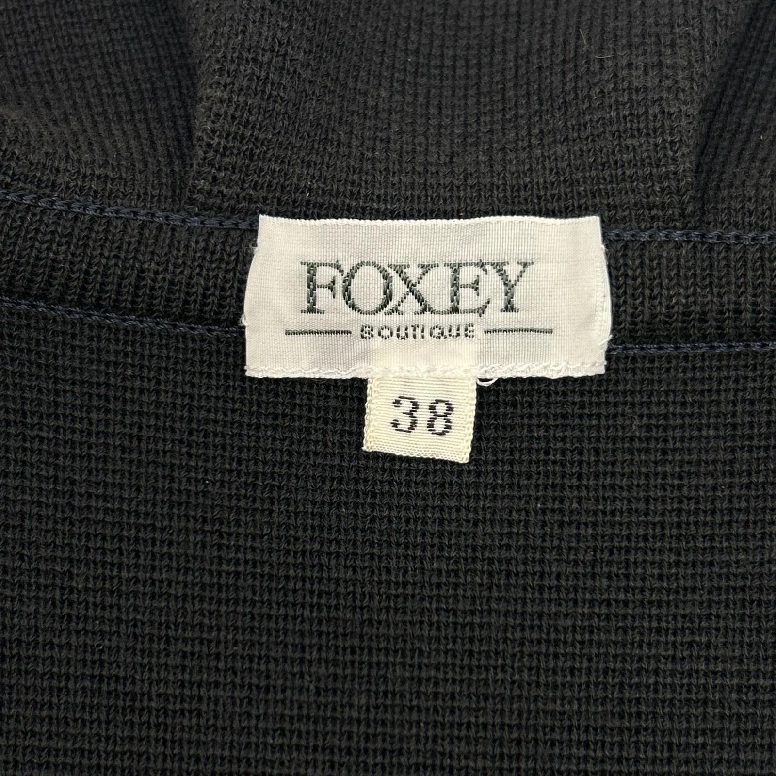 FOXEY BOUTIQUE Foxey Boutique 23537 Black Round Collar Button-Down Short-Sleeved Knit Dress Dress
