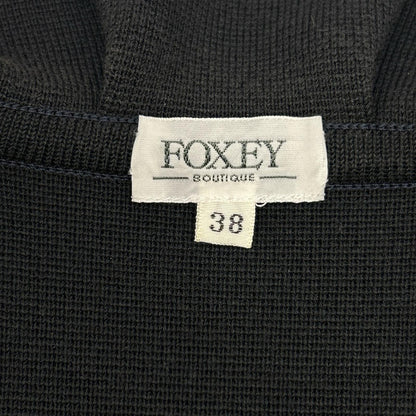 FOXEY BOUTIQUE Foxey Boutique 23537 Black Round Collar Button-Down Short-Sleeved Knit Dress Dress