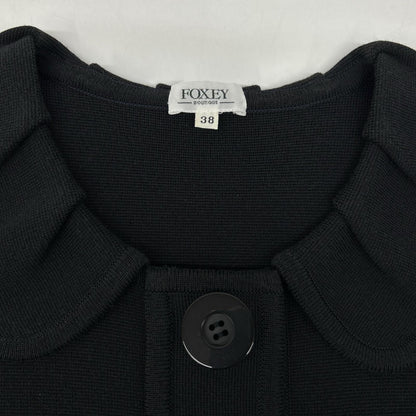 FOXEY BOUTIQUE Foxey Boutique 23537 Black Round Collar Button-Down Short-Sleeved Knit Dress Dress