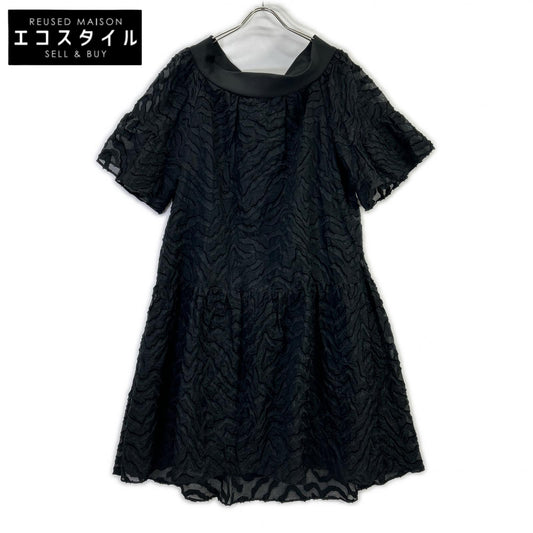 TAE ASHIDA TO0608 Black Lace Design Sheer Wide Silhouette Dress