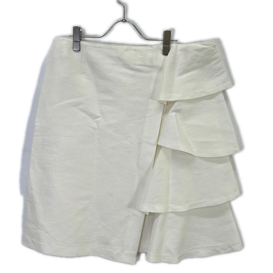WHITE Linen Blend Asymmetrical Docking Skirt Skirt 9 Ladies