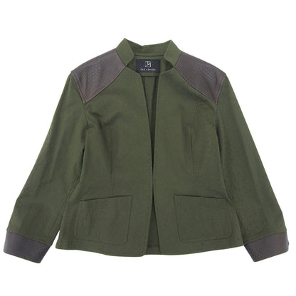 TAE ASHIDA タエアシダ 美品 グリーン クロコ型押し切り替え ロングスリーブ ジャケット レディース TALL 11 ジャケット