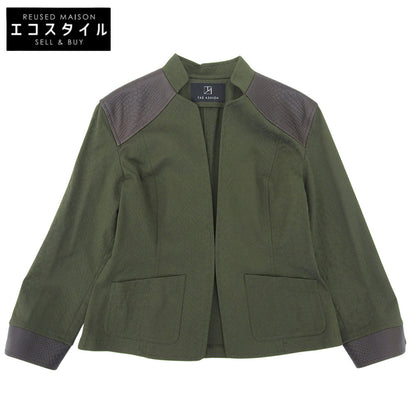 TAE ASHIDA タエアシダ 美品 グリーン クロコ型押し切り替え ロングスリーブ ジャケット レディース TALL 11 ジャケット