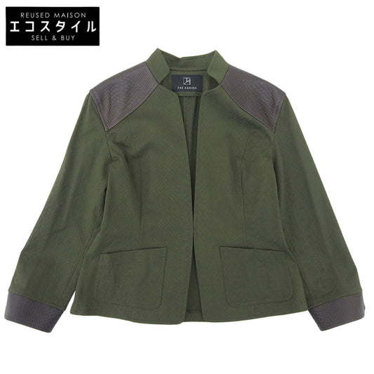 TAE ASHIDA タエアシダ 美品 グリーン クロコ型押し切り替え ロングスリーブ ジャケット レディース TALL 11 ジャケット