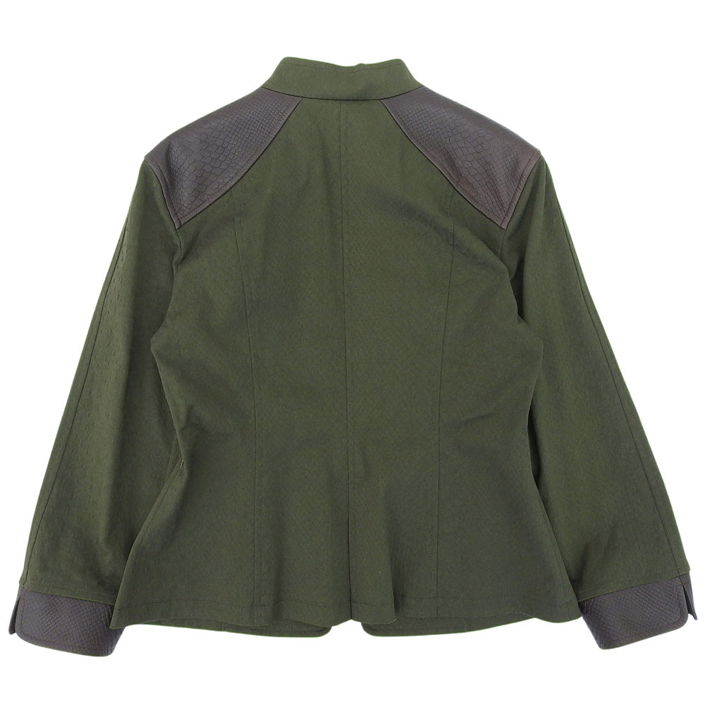 TAE ASHIDA タエアシダ 美品 グリーン クロコ型押し切り替え ロングスリーブ ジャケット レディース TALL 11 ジャケット
