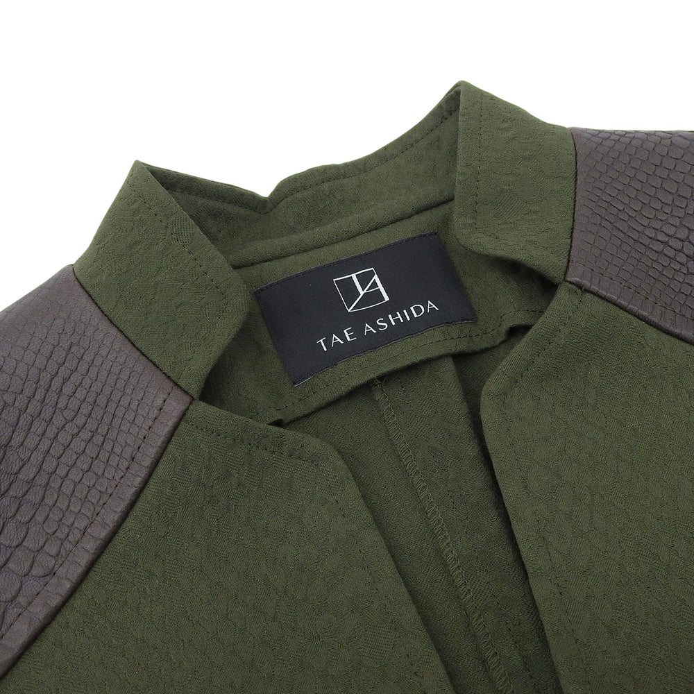 TAE ASHIDA タエアシダ 美品 グリーン クロコ型押し切り替え ロングスリーブ ジャケット レディース TALL 11 ジャケット
