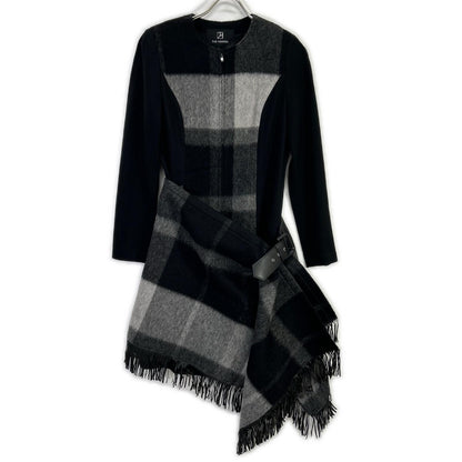 TO6712 Black x Grey Midi Long Sleeve Dress One-Piece Dress 13 Ladies