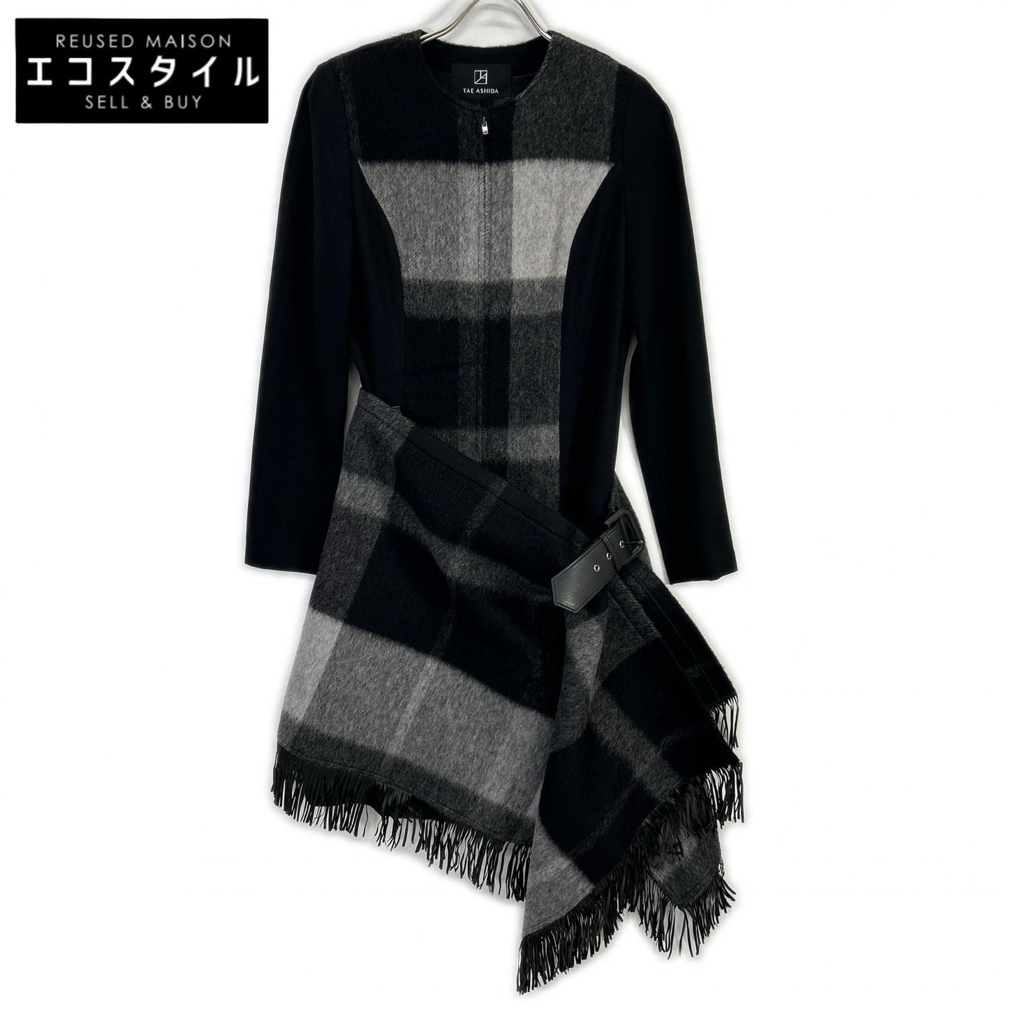 TO6712 Black x Grey Midi Long Sleeve Dress One-Piece Dress 13 Ladies