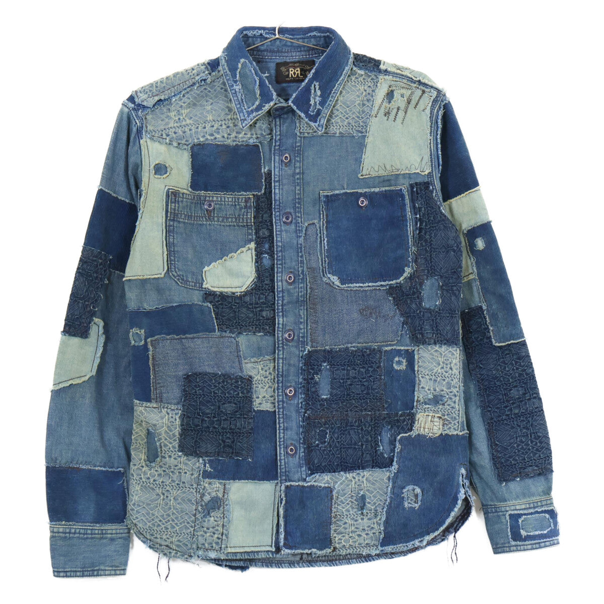 RRL ダブルアールエル 新品未使用 MNRRWOV16820365 パッチワーク ユーズド加工 ヴィンテージメタルボタン 本藍染め HERCULES WORK SHIRT トップス