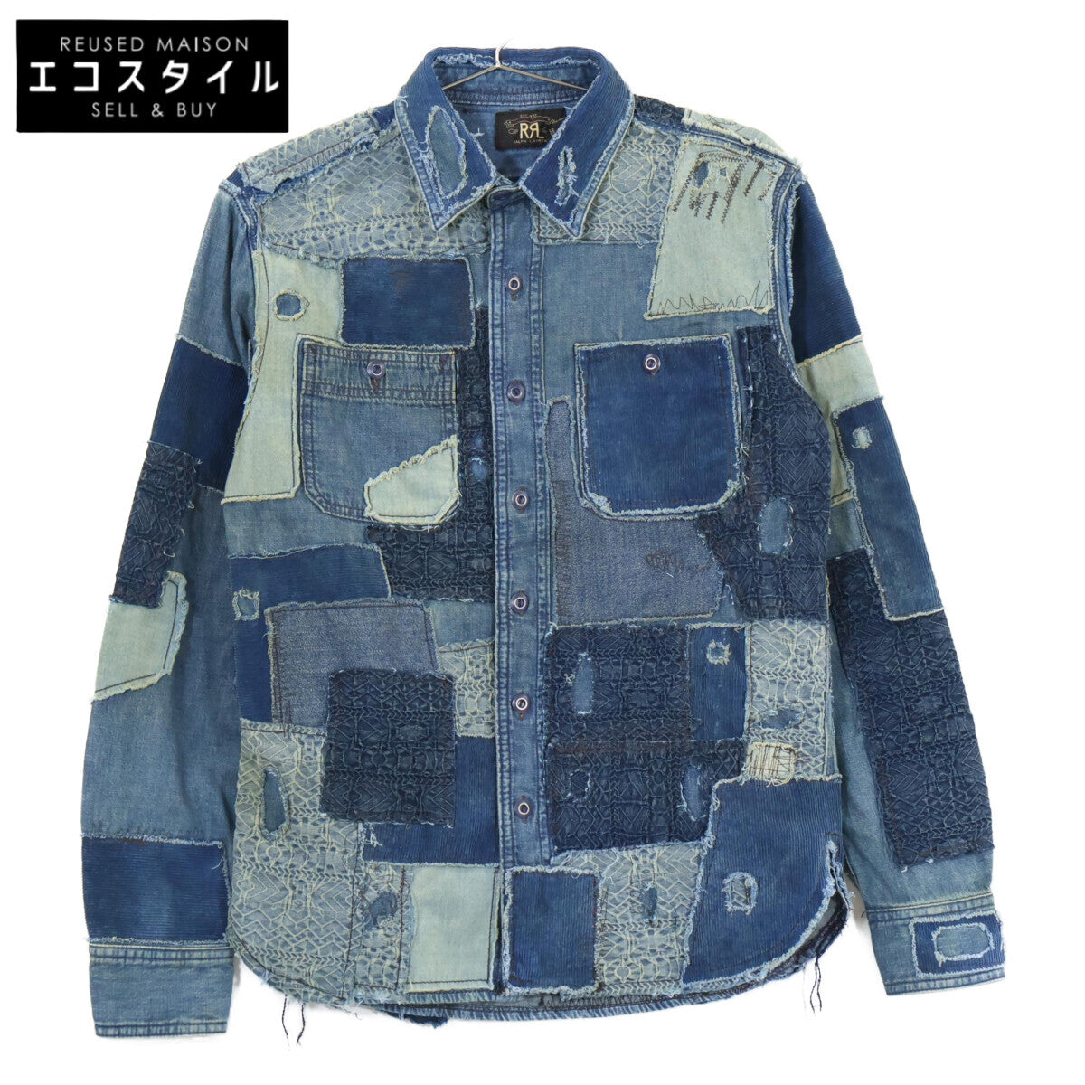 RRL ダブルアールエル 新品未使用 MNRRWOV16820365 パッチワーク ユーズド加工 ヴィンテージメタルボタン 本藍染め HERCULES WORK SHIRT トップス