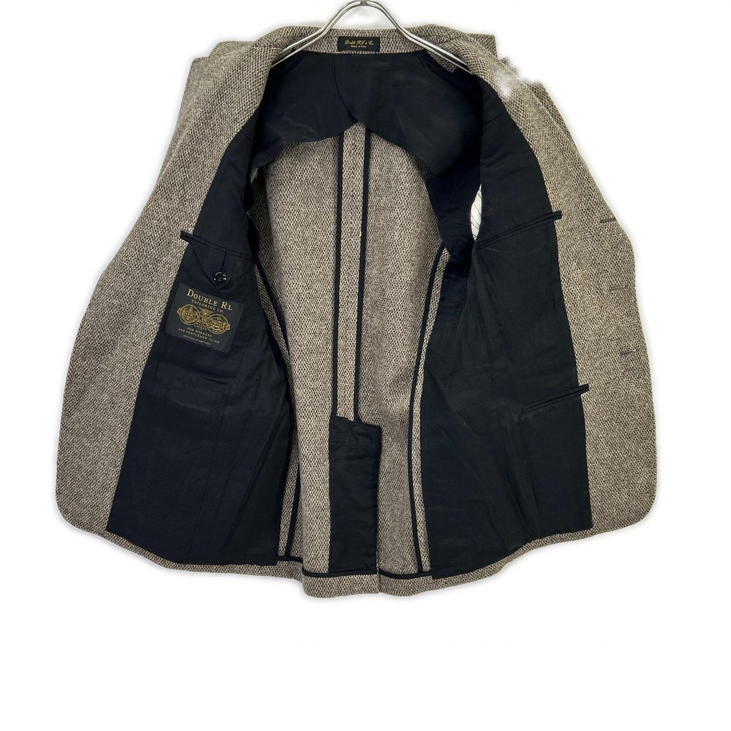 RRL ダブルアールエル 782974006001 イタリア製 ベージュ ウール100 センターベント 3Bツイードブレザージャケット ジャケット