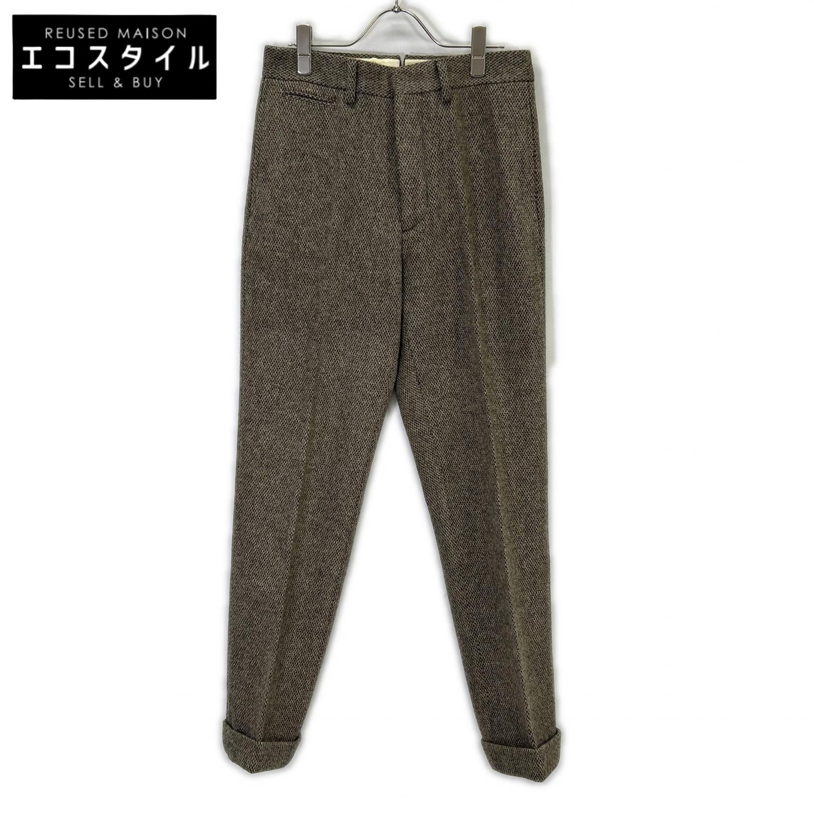RRL Double RL 782P07155001 Made in Italy Beige 100% Wool Button Fly Slim Fit Tweed Suit Trousers Bottoms