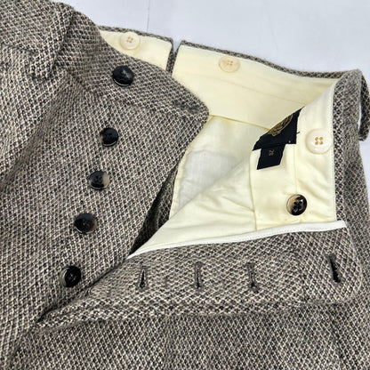 RRL Double RL 782P07155001 Made in Italy Beige 100% Wool Button Fly Slim Fit Tweed Suit Trousers Bottoms