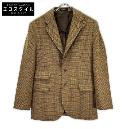 25AW 782974004001 ｲﾀﾘｱ製 ﾌﾞﾗｳﾝ ｳｰﾙ100 ｾﾝﾀｰﾍﾞﾝﾄ ﾁｪｯｸ柄 3Bﾌﾞﾚｻﾞｰｼﾞｬｹｯﾄ ジャケット 36S メンズ