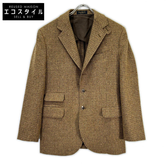 25AW 782974004001 Made in Italy Brown 100% Wool Center Vent Check Pattern 3B Blazer Jacket 36S Men's