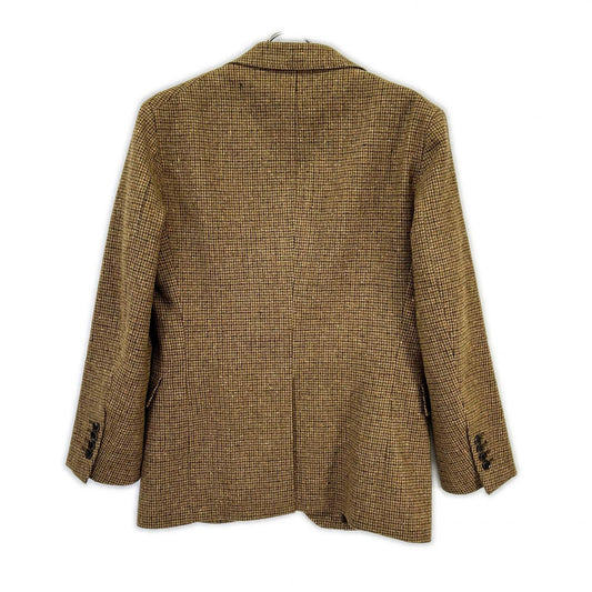 25AW 782974004001 Made in Italy Brown 100% Wool Center Vent Check Pattern 3B Blazer Jacket 36S Men's