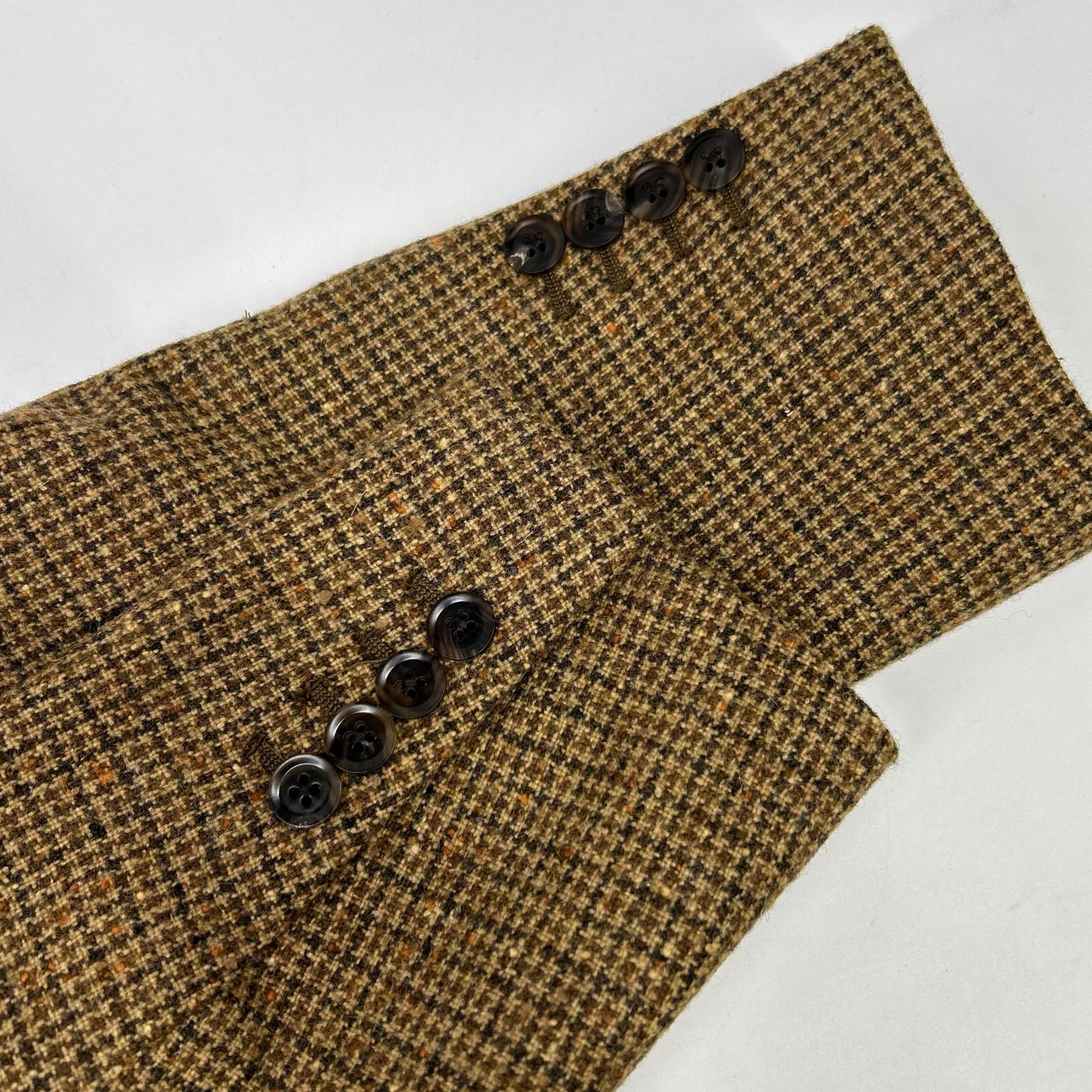 25AW 782974004001 ｲﾀﾘｱ製 ﾌﾞﾗｳﾝ ｳｰﾙ100 ｾﾝﾀｰﾍﾞﾝﾄ ﾁｪｯｸ柄 3Bﾌﾞﾚｻﾞｰｼﾞｬｹｯﾄ ジャケット 36S メンズ