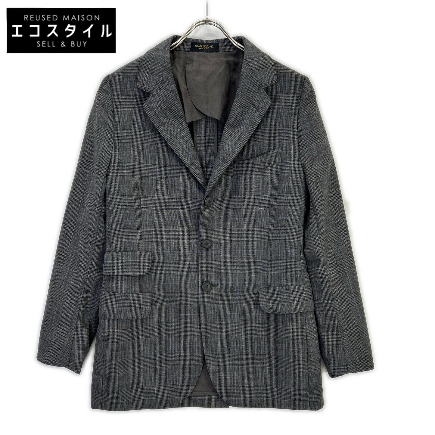 RRL ダブルアールエル 782831185001 イタリア製 グレー ウール100 センターベント グレンチェック 3Bテーラードジャケット ジャケット