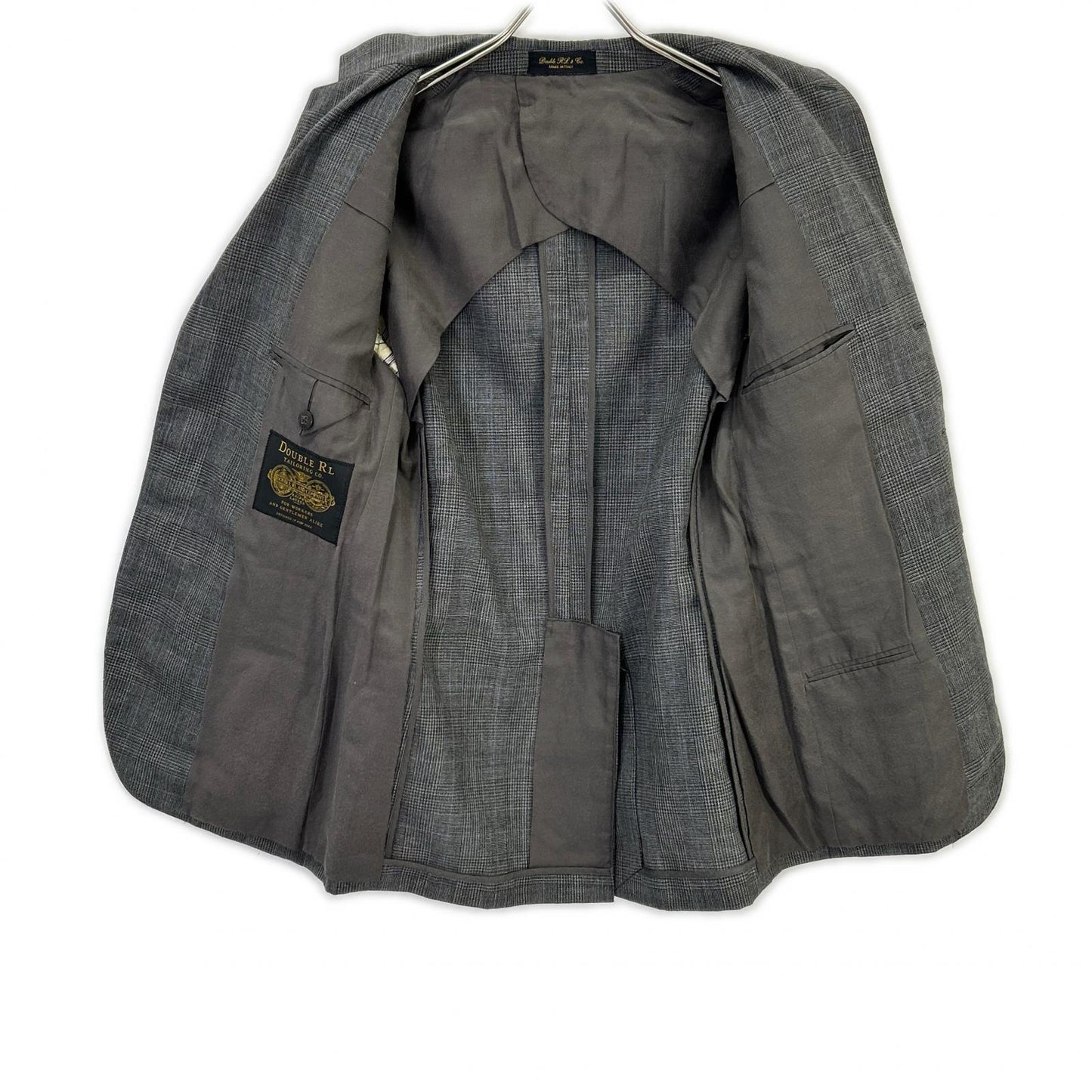 RRL ダブルアールエル 782831185001 イタリア製 グレー ウール100 センターベント グレンチェック 3Bテーラードジャケット ジャケット