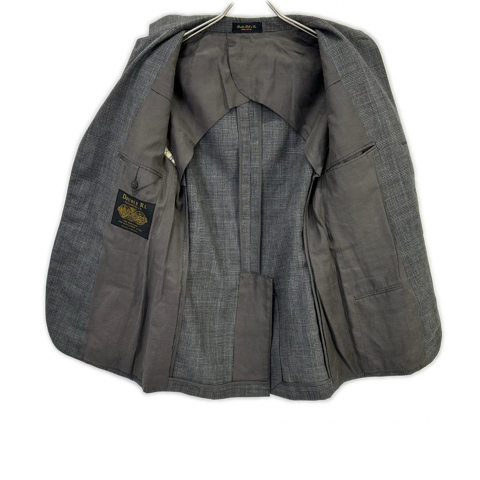 RRL ダブルアールエル 782831185001 イタリア製 グレー ウール100 センターベント グレンチェック 3Bテーラードジャケット ジャケット