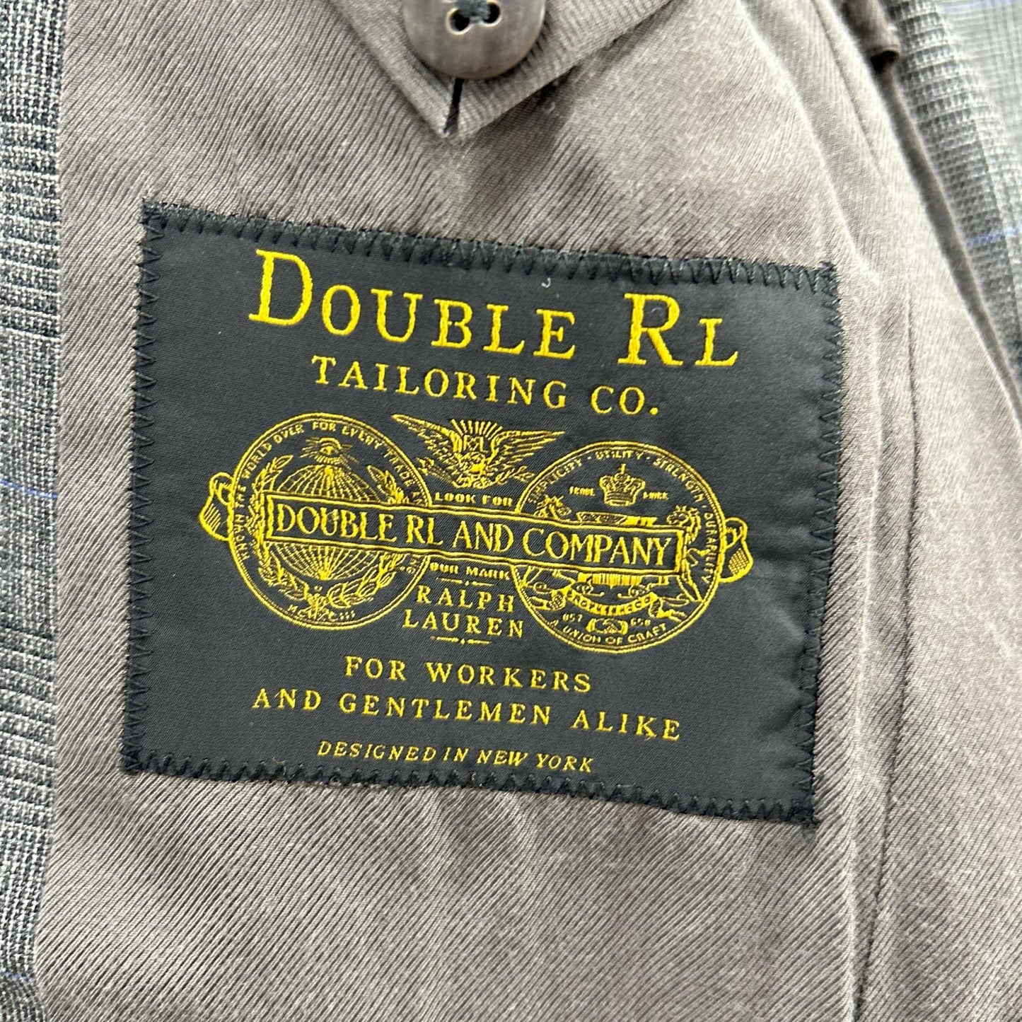 RRL ダブルアールエル 782831185001 イタリア製 グレー ウール100 センターベント グレンチェック 3Bテーラードジャケット ジャケット