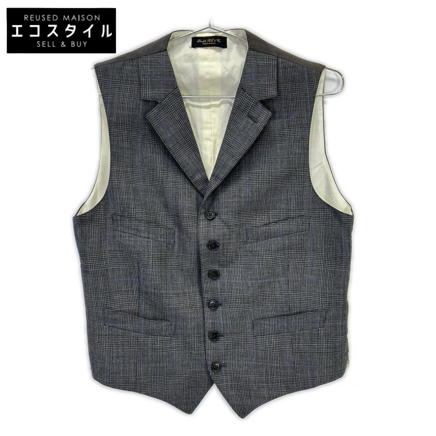 RRL ダブルアールエル 782831186001 イタリア製 グレー ウール100 グレンチェック ジレ/ベスト ベスト