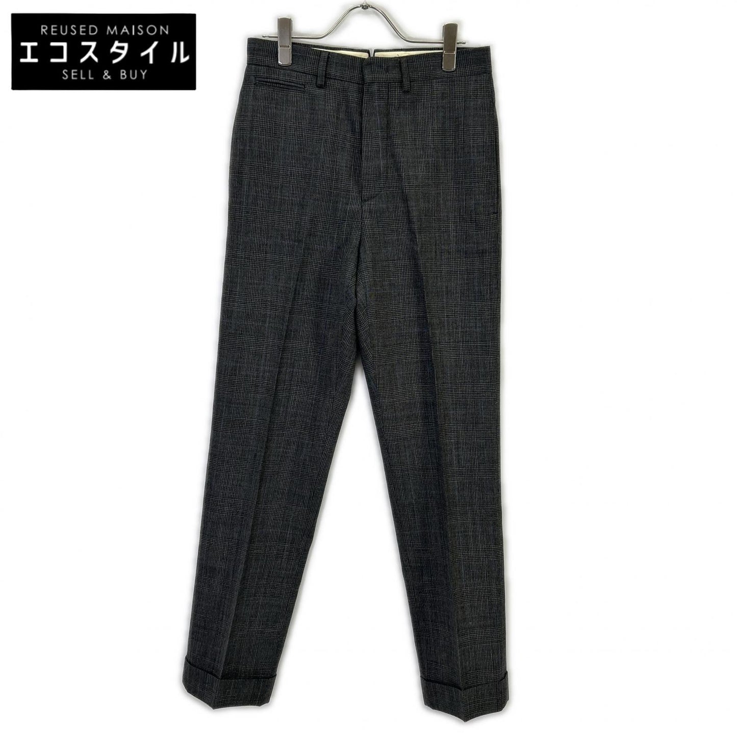 RRL 双RL 782831188001 意大利制造 灰色 100%羊毛 中线裤 格纹西装裤 下装