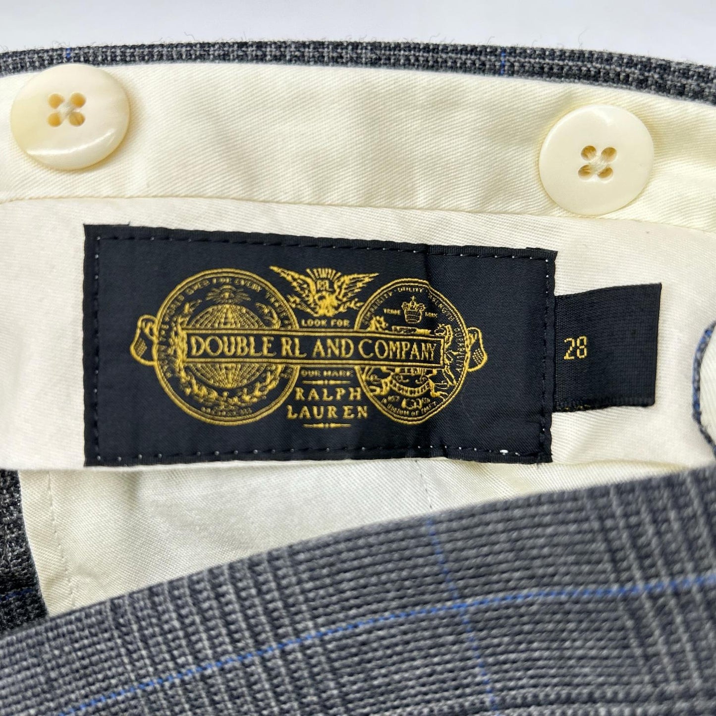RRL 双RL 782831188001 意大利制造 灰色 100%羊毛 中线裤 格纹西装裤 下装