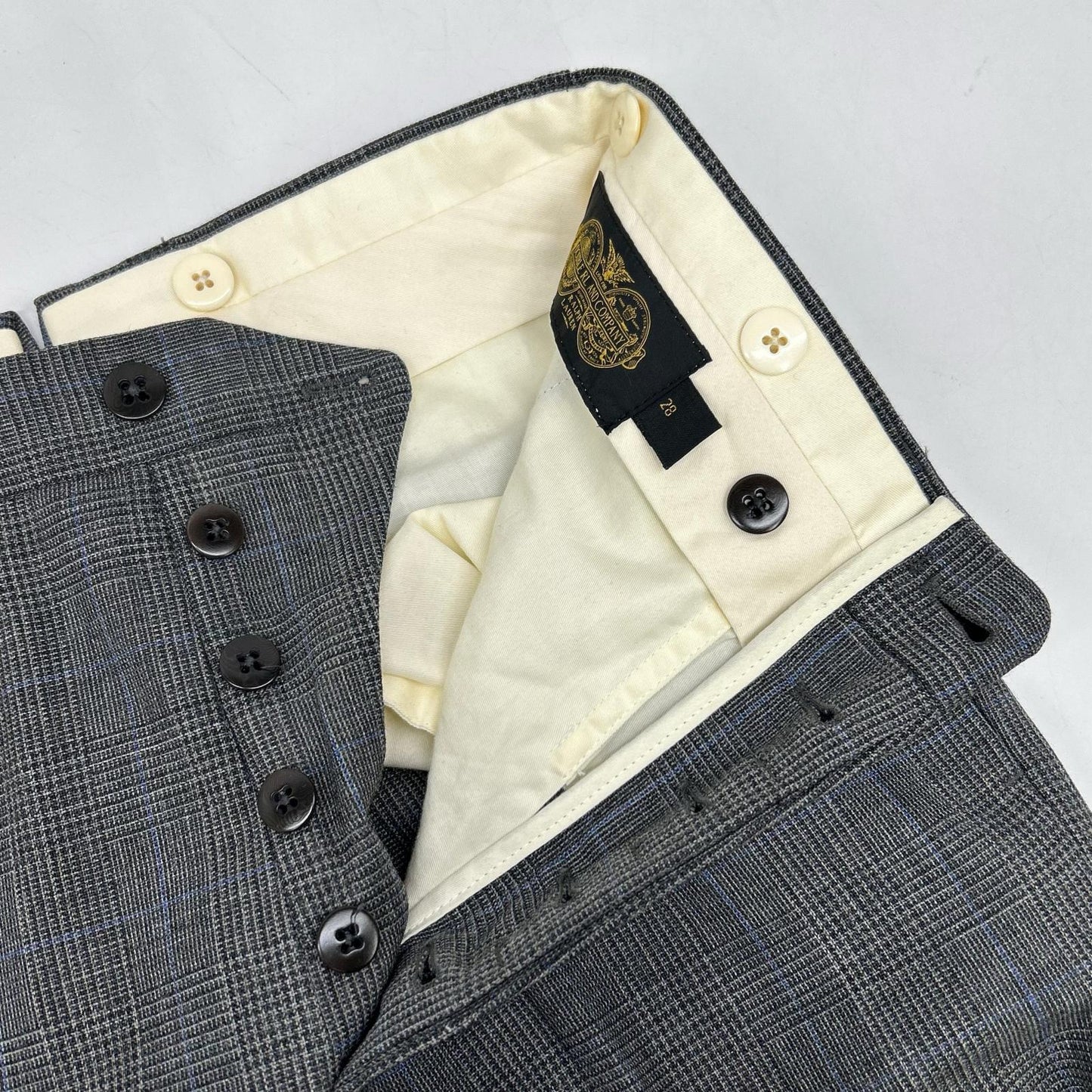 RRL 双RL 782831188001 意大利制造 灰色 100%羊毛 中线裤 格纹西装裤 下装