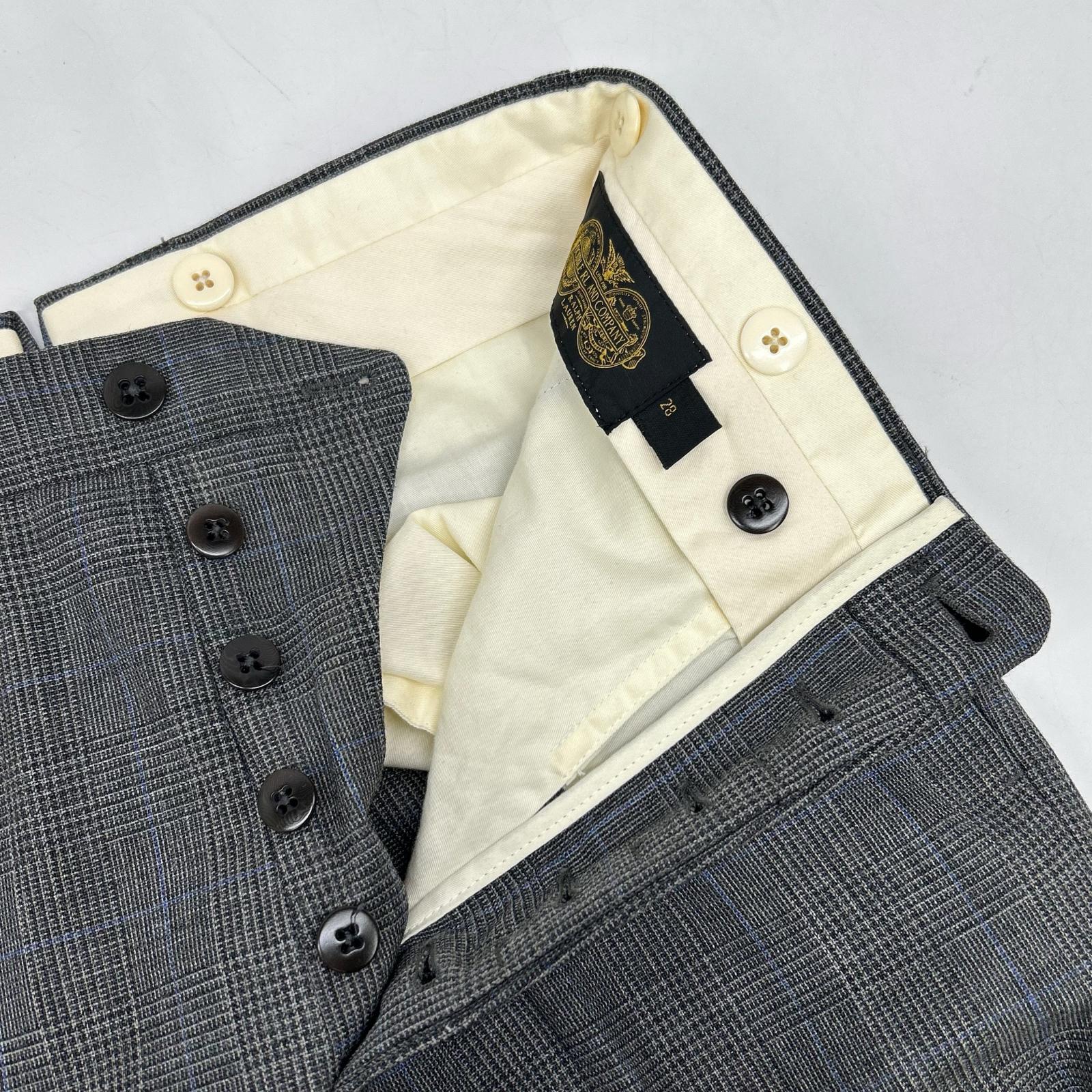 RRL 双RL 782831188001 意大利制造 灰色 100%羊毛 中线裤 格纹西装裤 下装