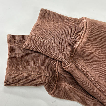 00466154 Brown Garment Dye Vintage Finish Front Logo Sweatshirt Pullover Top S Men's