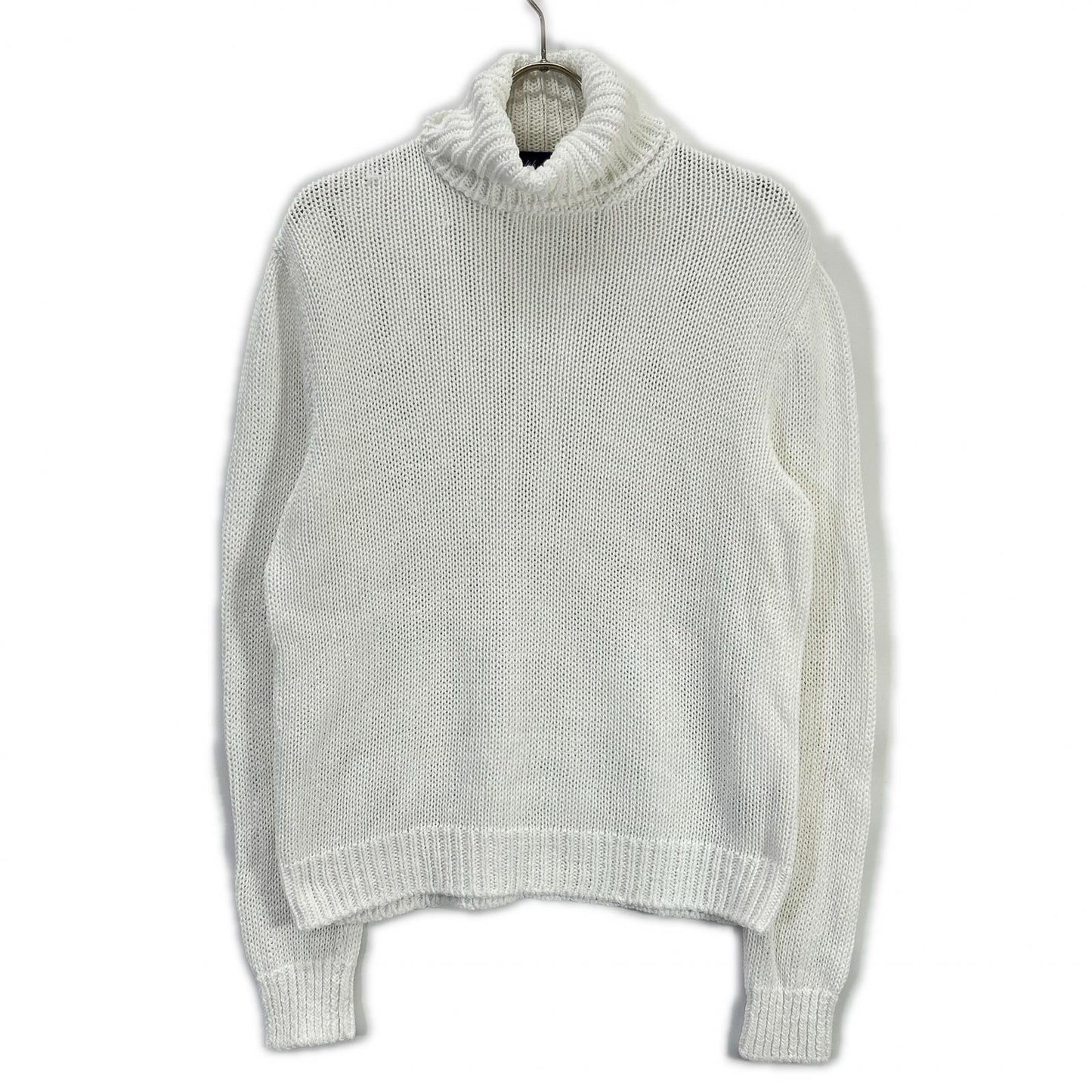 RalphLauren PURPLE LABEL ラルフローレン パープルレーベル KR-PU-LM-5101 イタリア製 ホワイト コットン タートルネックメッシュニットプルオーバー トップス