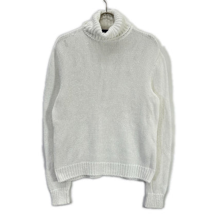 RalphLauren PURPLE LABEL ラルフローレン パープルレーベル KR-PU-LM-5101 イタリア製 ホワイト コットン タートルネックメッシュニットプルオーバー トップス