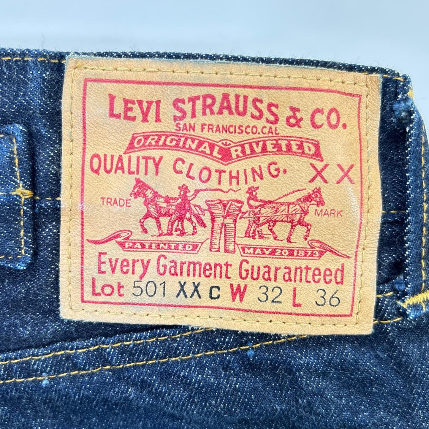 LEVI'S リーバイス 1937年モデル復刻 501XXC インディゴ ボタン裏555 BIG E シンチバック ボタンフライ ストレートデニムパンツ ボトムス