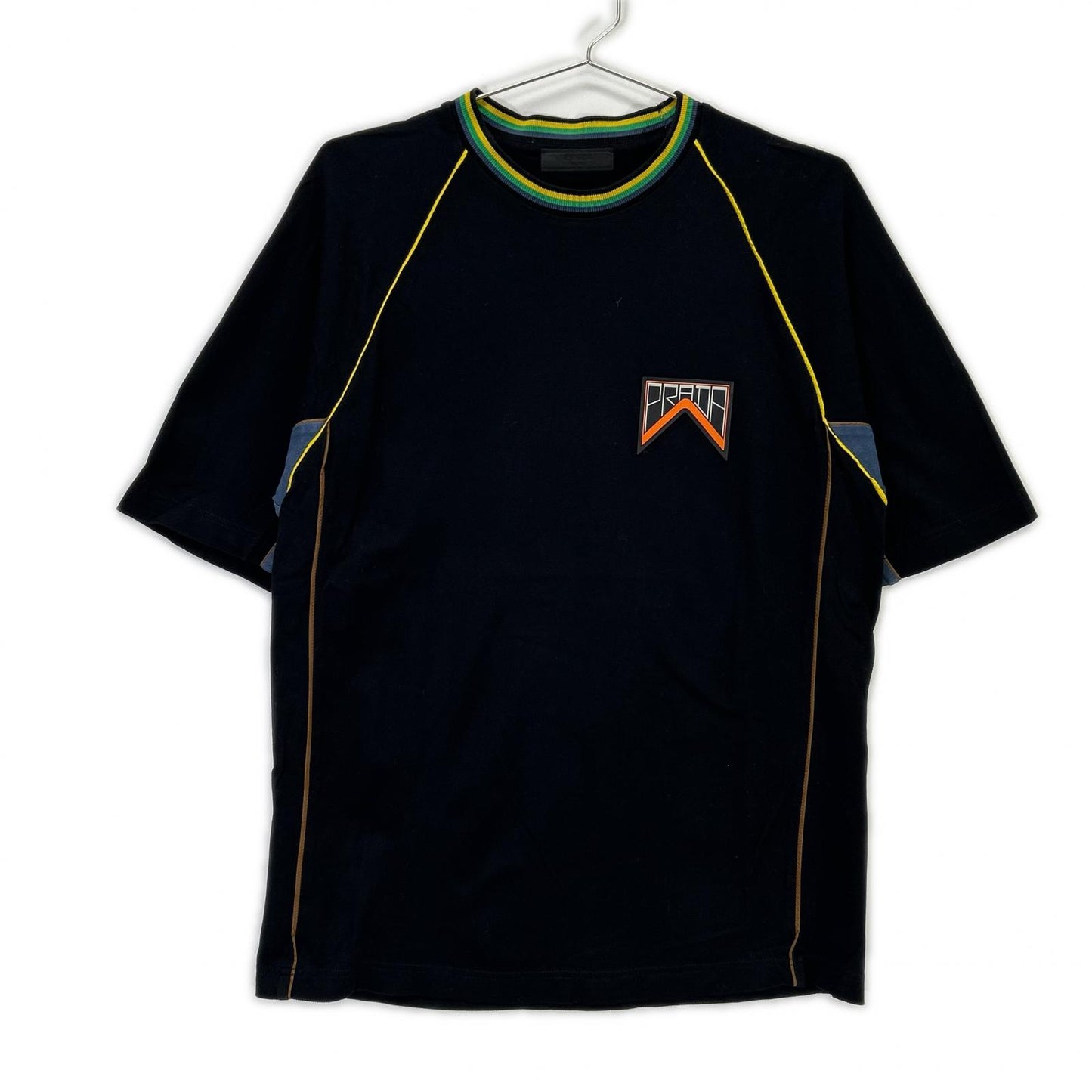 PRADA プラダ SJN235 18年 ブラック 鹿の子 ラバーロゴTシャツ トップス