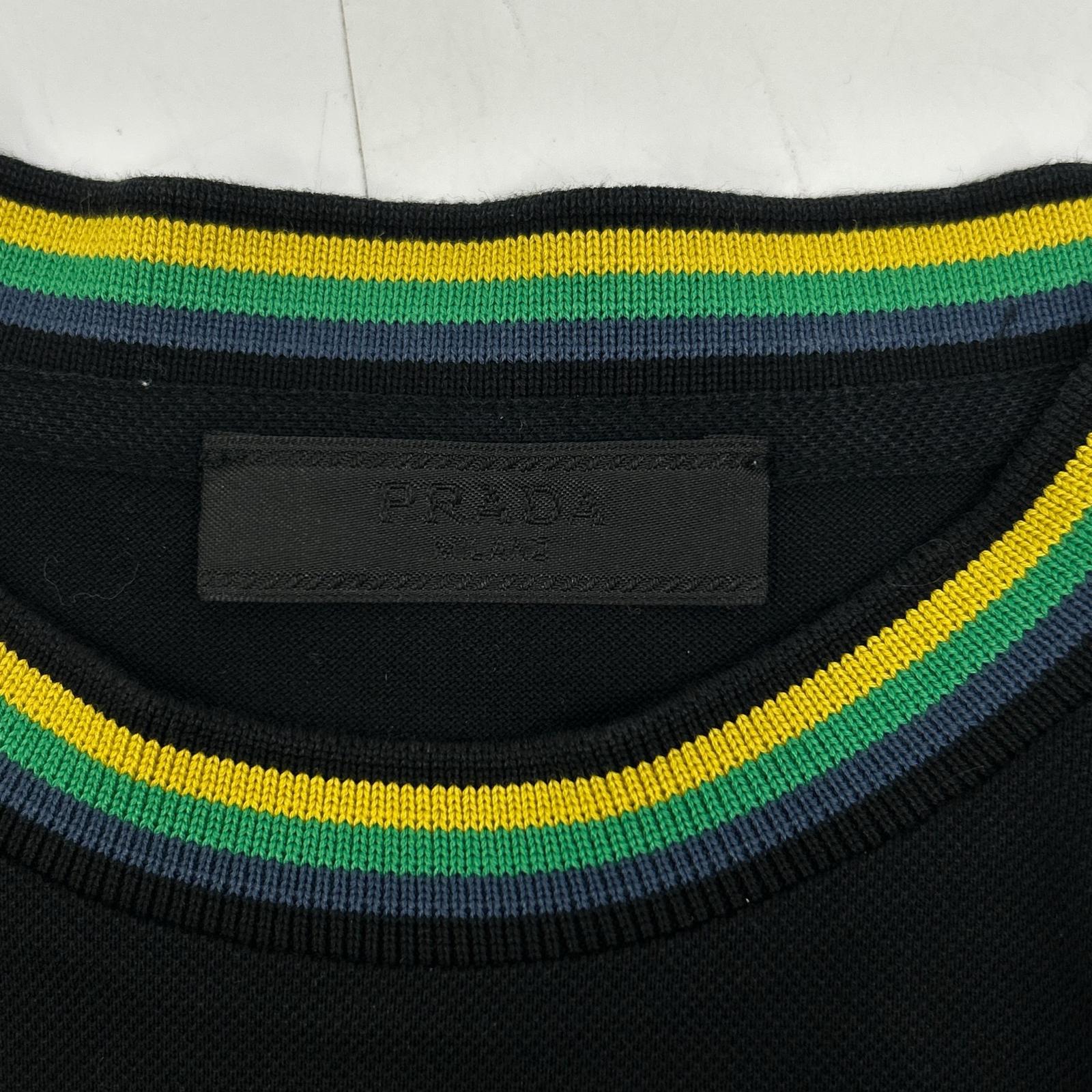 PRADA プラダ SJN235 18年 ブラック 鹿の子 ラバーロゴTシャツ トップス