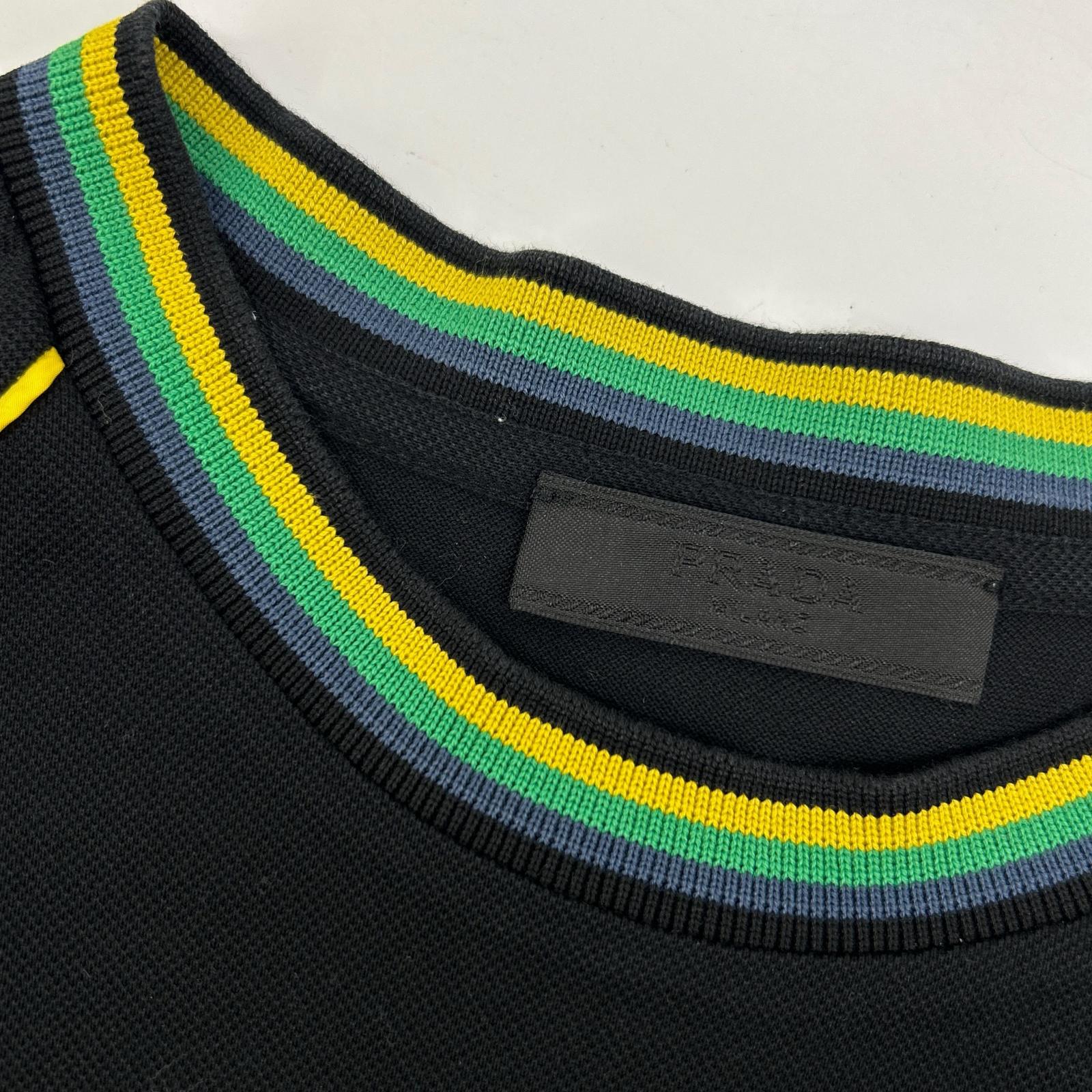 PRADA プラダ SJN235 18年 ブラック 鹿の子 ラバーロゴTシャツ トップス