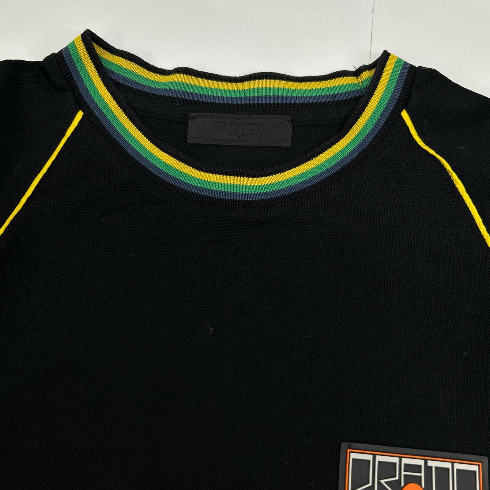 PRADA プラダ SJN235 18年 ブラック 鹿の子 ラバーロゴTシャツ トップス