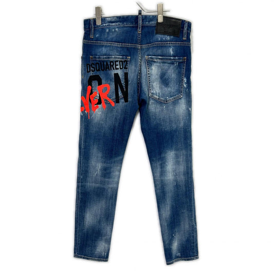 S79LA0040 2022 Indigo ICON SKATER JEAN Vintage Wash Crushed & Painted Denim Pants Bottoms 44 Men's