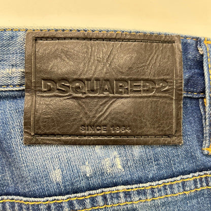DSQUARED2 ディースクエアード S79LA0040 22年製 インディゴ ICON SKATER JEAN スケータージーン ヴィンテージウォッシュクラッシュ&ペイントデニムパンツ ボトムス