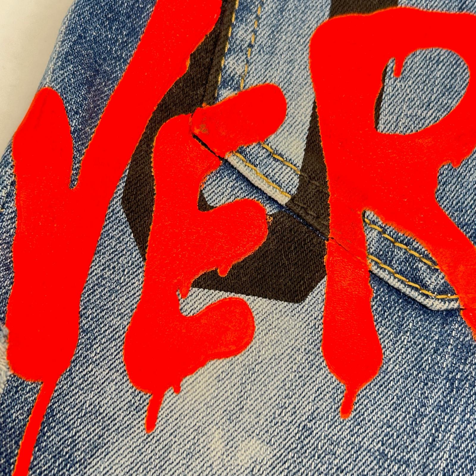 DSQUARED2 ディースクエアード S79LA0040 22年製 インディゴ ICON SKATER JEAN スケータージーン ヴィンテージウォッシュクラッシュ&ペイントデニムパンツ ボトムス