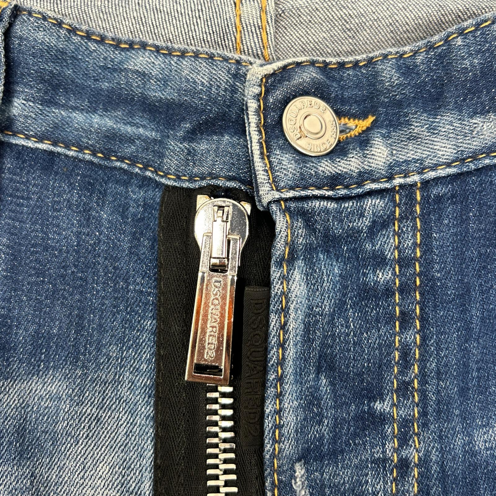 DSQUARED2 ディースクエアード S79LA0040 22年製 インディゴ ICON SKATER JEAN スケータージーン ヴィンテージウォッシュクラッシュ&ペイントデニムパンツ ボトムス