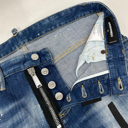 DSQUARED2 ディースクエアード S79LA0040 22年製 インディゴ ICON SKATER JEAN スケータージーン ヴィンテージウォッシュクラッシュ&ペイントデニムパンツ ボトムス