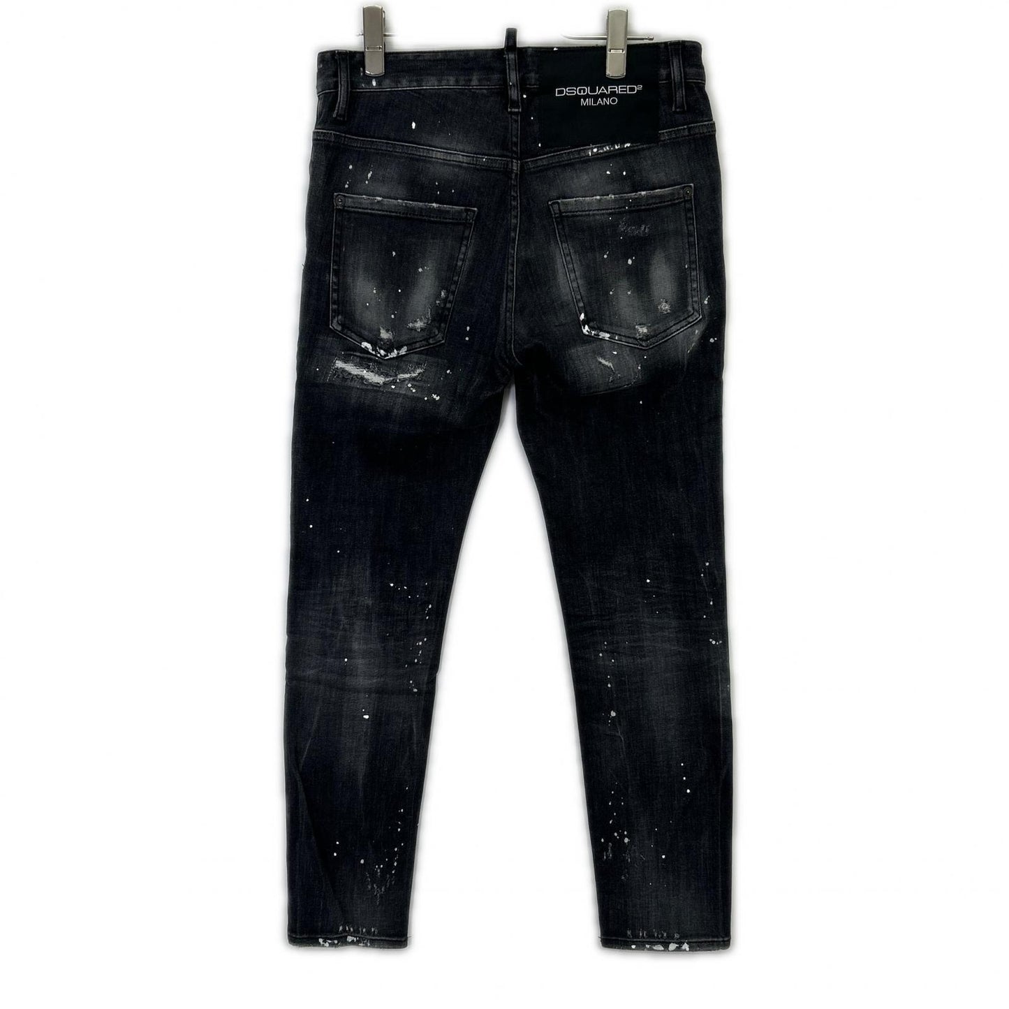 DSQUARED2 S74LB0997 2021 Black Jeansy Skater Jean Paint-Distressed Skinny Denim Pants Bottoms