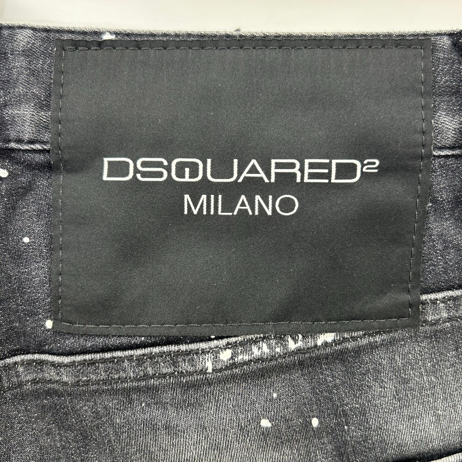 DSQUARED2 S74LB0997 2021 Black Jeansy Skater Jean Paint-Distressed Skinny Denim Pants Bottoms