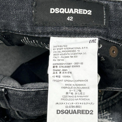 DSQUARED2 S74LB0997 2021 Black Jeansy Skater Jean Paint-Distressed Skinny Denim Pants Bottoms