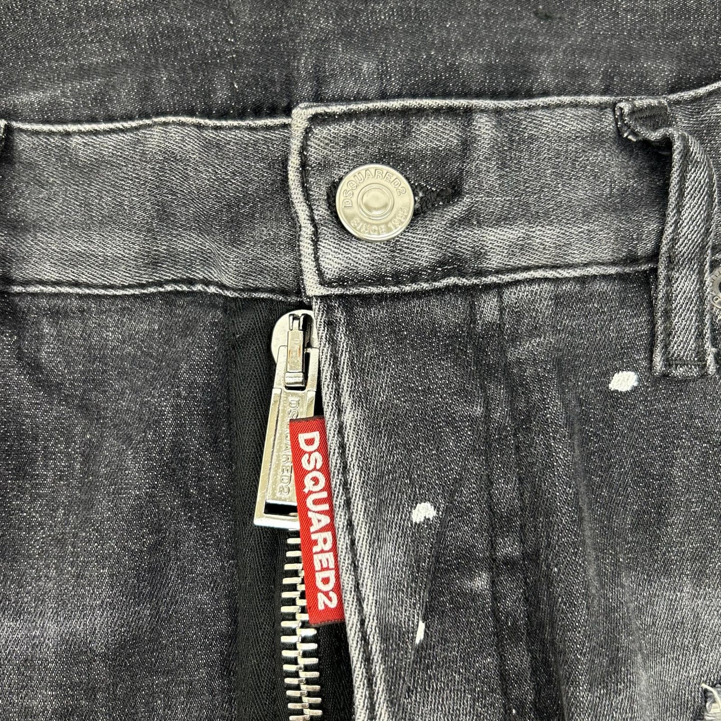 DSQUARED2 S74LB0997 2021 Black Jeansy Skater Jean Paint-Distressed Skinny Denim Pants Bottoms