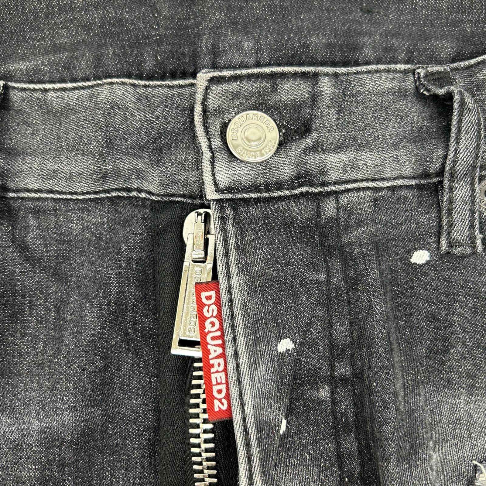 DSQUARED2 S74LB0997 2021 Black Jeansy Skater Jean Paint-Distressed Skinny Denim Pants Bottoms