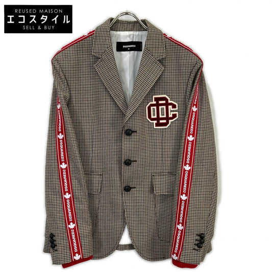 DSQUARED2 ディースクエアード S74BN1007 20年款 米色 织带细节 千鸟格西装夹克 翻领夹克 夹克