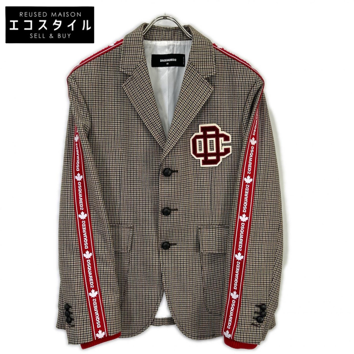 DSQUARED2 ディースクエアード S74BN1007 20年款 米色 织带细节 千鸟格西装夹克 翻领夹克 夹克
